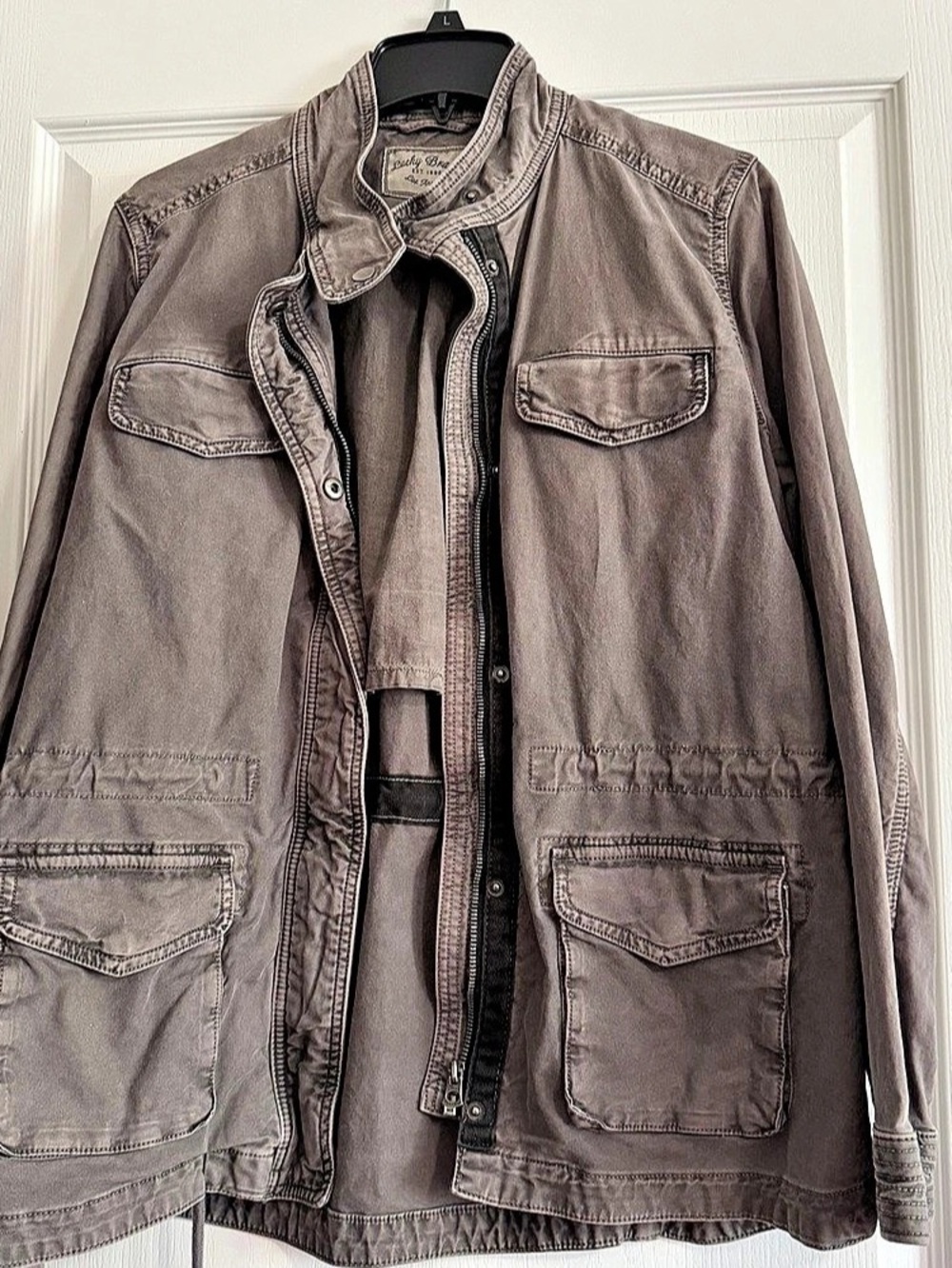 Lucky Brand Utility Jacket in Gray Size Large Like New